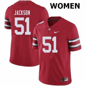 Women's Ohio State Buckeyes #51 Antwuan Jackson Red Nike NCAA College Football Jersey Version MKD7544BA